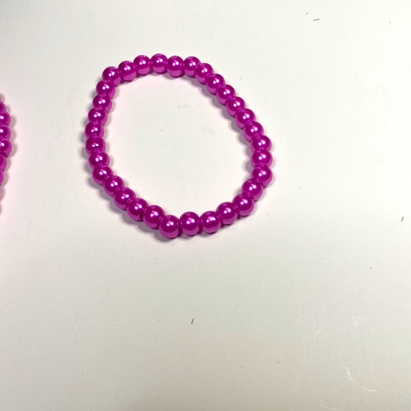 KIDS COLLECTION PINK 3 PIECE PEARL NECKLACE EARRING BRACELETS SET NEW - Picture 4 of 7